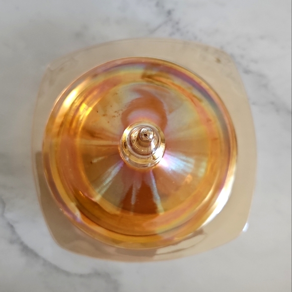 Beautiful Royal Amber Fostoria Antique Butter Dish, Floral Candy Dish 1930's - Picture 15 of 16